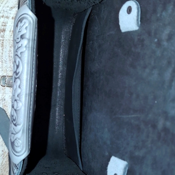 Genuine Leather Beautiful Hand Tooled Gray Black Crossbody Western Boho Bag - Picture 15 of 16